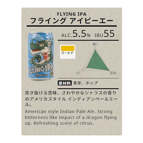 エチゴ FLYING　IPA　350ml×24本・1ケース(アルコール度数5.5%)