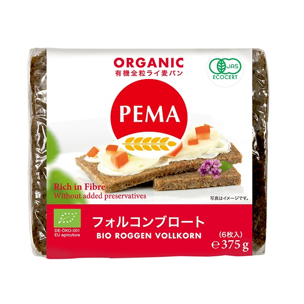 ミトク　PEMA 有機全粒ライ麦パン フォルコンブロート　375g・1袋